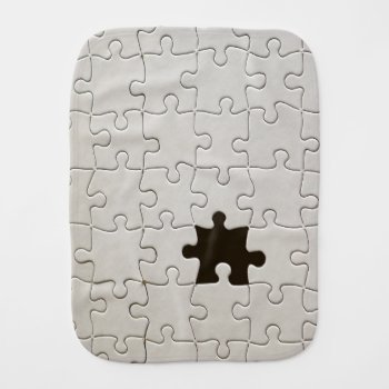 Missing Jigsaw Puzzle Piece White Burp Cloth by FlowstoneGraphics at Zazzle