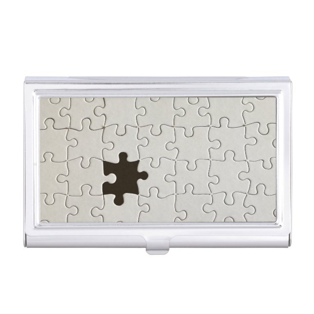 Missing Jigsaw Puzzle Piece White Case For Business Cards (Front)