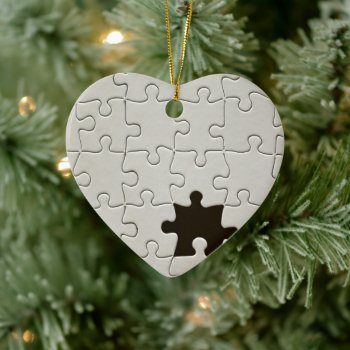 Missing Jigsaw Puzzle Piece White Ceramic Ornament by FlowstoneGraphics at Zazzle