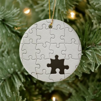 Missing Jigsaw Puzzle Piece White Ceramic Ornament by FlowstoneGraphics at Zazzle
