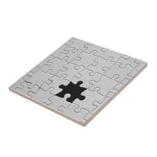 Missing Jigsaw Puzzle Piece White Ceramic Tile