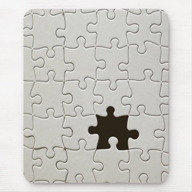 Missing Jigsaw Puzzle Piece White Mouse Pad (Front)