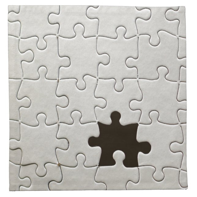 Missing Jigsaw Puzzle Piece White Napkin (Front)
