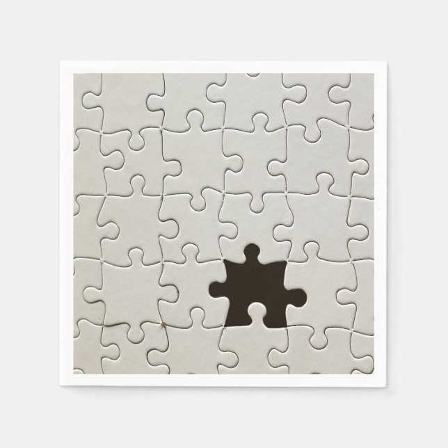Missing Jigsaw Puzzle Piece White Paper Napkins (Front)
