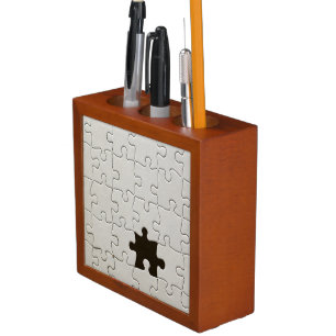 Missing Jigsaw Puzzle Piece White Pencil Holder