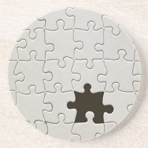 Missing Jigsaw Puzzle Piece White Sandstone Coaster