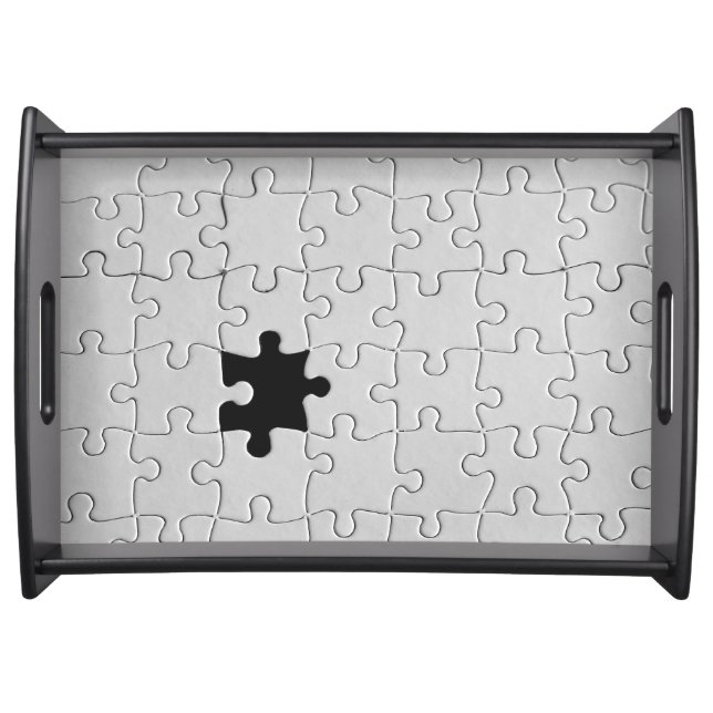 Missing Jigsaw Puzzle Piece White Serving Tray (Front)