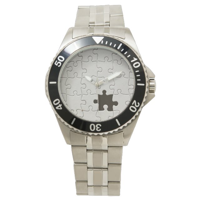Missing Jigsaw Puzzle Piece White Watch (Front)