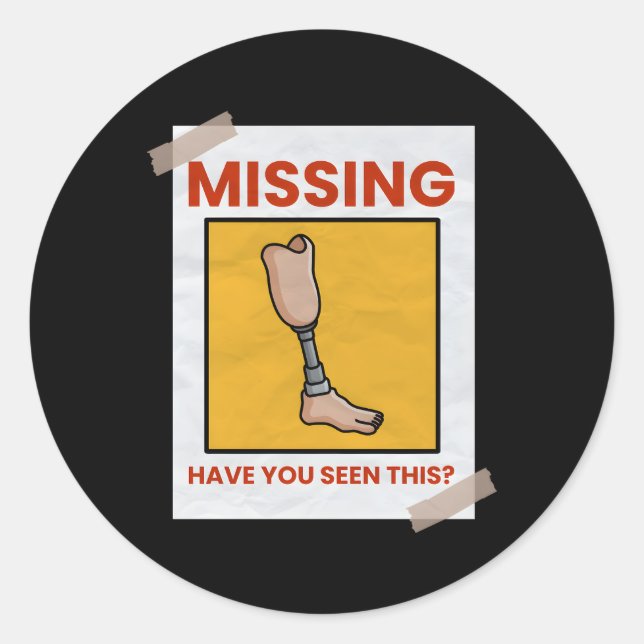Missing Leg Prosthetic Leg Classic Round Sticker (Front)