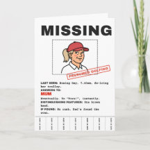 Missing Mom, Presumed Golfing: Personalized Card