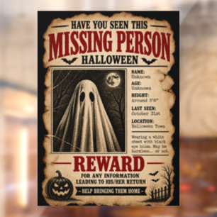 Missing Person Ghost Halloween Window Cling
