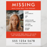 Missing Person | Modern Red Photo Poster Flyer<br><div class="desc">A simple missing person flyer template, to help spread awareness in the search of a missing person. The text is easy to personalize including name, age, missing date, place last seen, reward or ther information. There is space to include a large phone number and email address or website and call...</div>