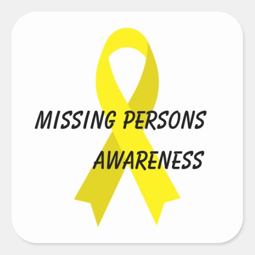 Missing Persons Yellow Awareness Ribbon by Janz Square Sticker