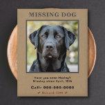 Missing Pet Custom Photo Flyer<br><div class="desc">A flyer for a missing pet (dog, cat, rabbit and any animal) with a kraft brown background, customizable texts and a reward text in red that you can delete, if you don't need. Don't forget to upload a clear and recent photo of your pet, showing its unique features to aid...</div>