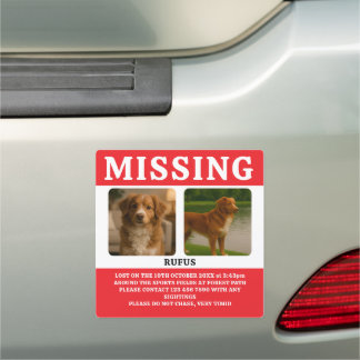 Missing Pet or Person Personalized Car Magnet