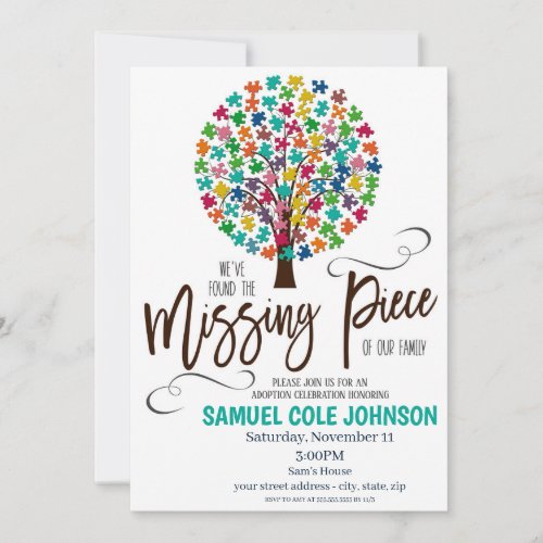 Missing Piece Adoption Celebration Invitation