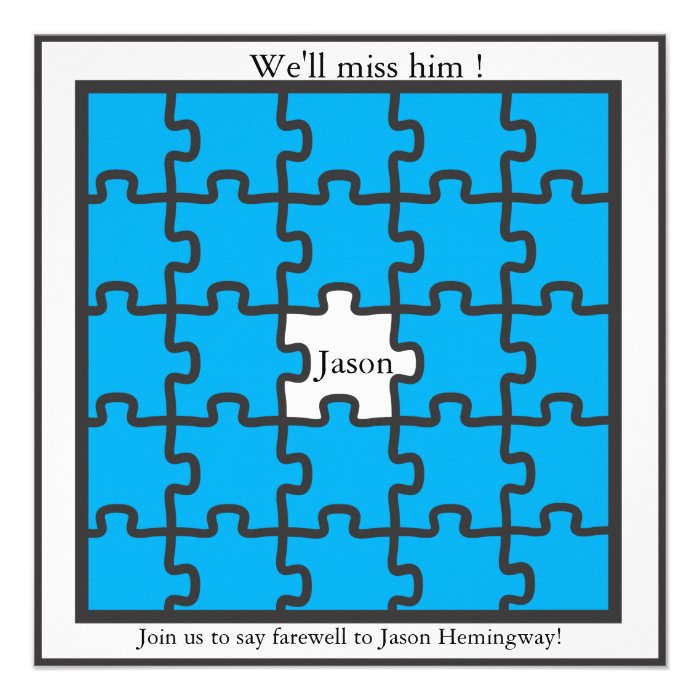 Missing piece  farewell party invitations