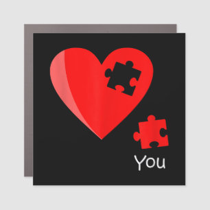 Missing Piece Heart Puzzle Valetines Day Shirt Gif Car Magnet