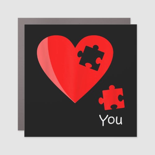 Missing Piece Heart Puzzle Valetines Day Shirt Gif Car Magnet