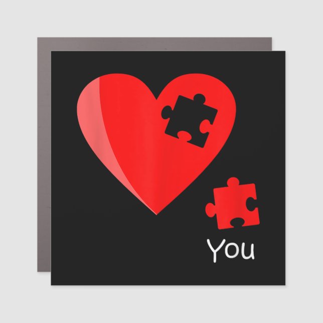 Missing Piece Heart Puzzle Valetines Day Shirt Gif Car Magnet (Front)