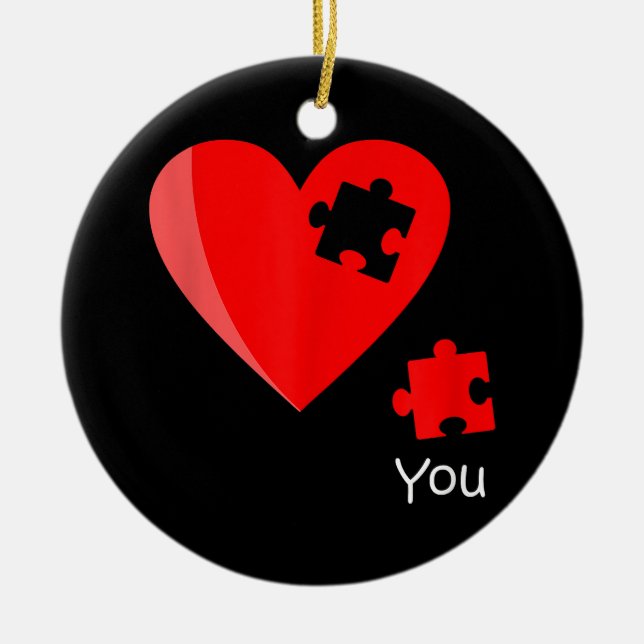 Missing Piece Heart Puzzle Valetines Day Shirt Gif Ceramic Ornament (Front)