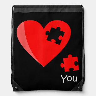 Missing Piece Heart Puzzle Valetines Day Shirt Gif Drawstring Bag