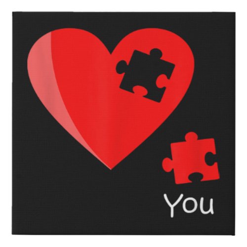 Missing Piece Heart Puzzle Valetines Day Shirt Gif Faux Canvas Print