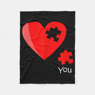Missing Piece Heart Puzzle Valetines Day Shirt Gif Fleece Blanket