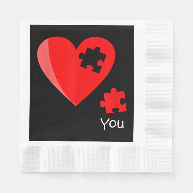 Missing Piece Heart Puzzle Valetines Day Shirt Gif Napkins (Front)