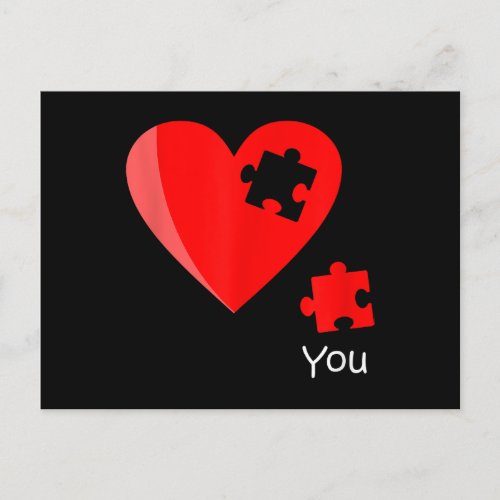 Missing Piece Heart Puzzle Valetines Day Shirt Gif Postcard