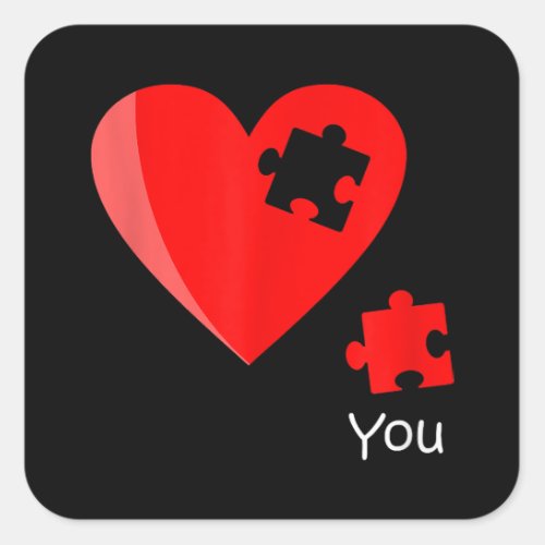 Missing Piece Heart Puzzle Valetines Day Shirt Gif Square Sticker