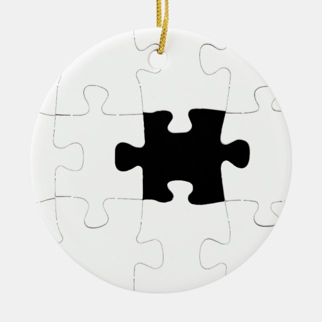 Missing Puzzle Piece Ceramic Ornament (Front)