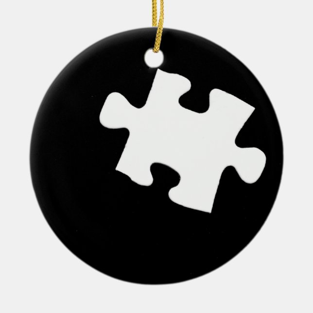 Missing Puzzle Piece Ceramic Ornament (Front)