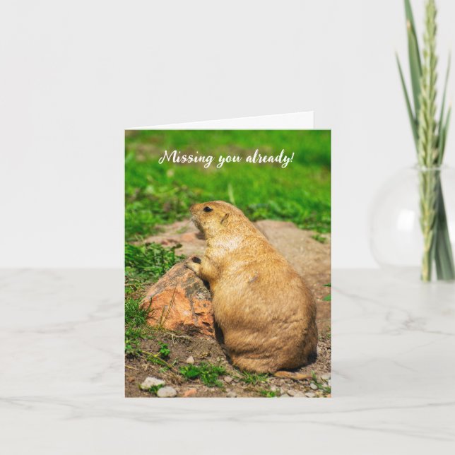 Missing you already! Black-Tailed Prairie Dog Letterpress Thank You Card (Front)