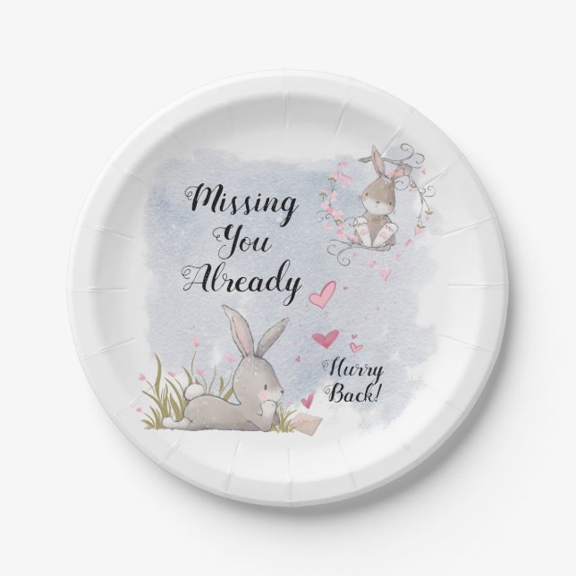 Missing you already bunnies paper plates (Front)