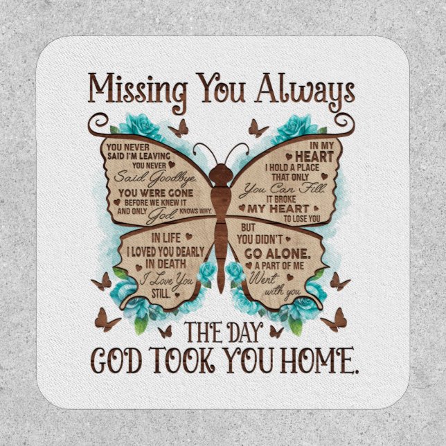 Missing You Always Butterfly Poem Patch (Front)