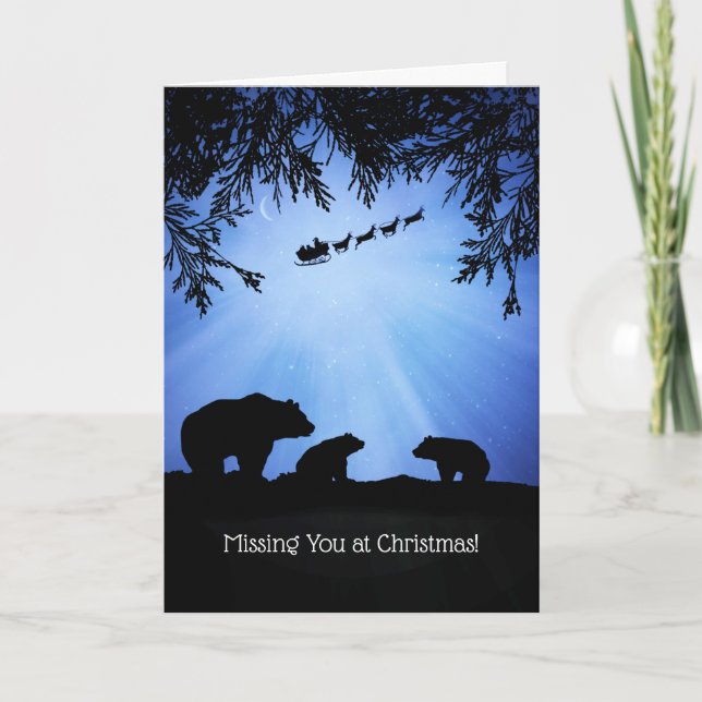 Missing You at Christmas Holiday with Bears Cute Card (Front)