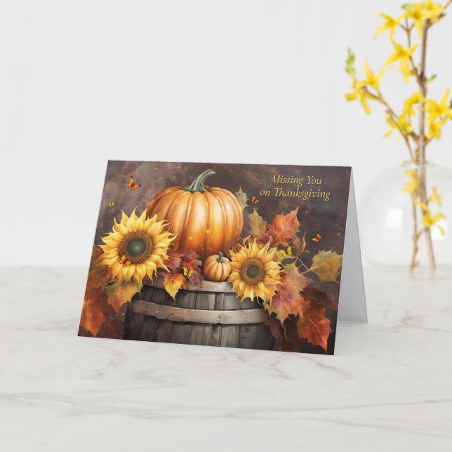 Missing You at Thanksgiving Pretty Fall Autumn Card (Yellow Flower)