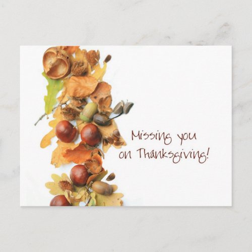 missing you autumn border thanksgiving greeting holiday postcard