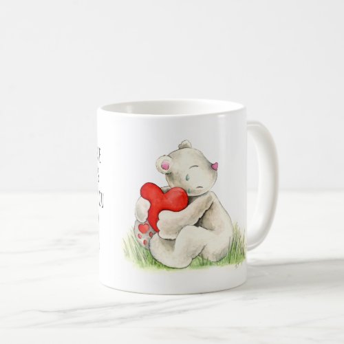 Missing you bear heart hug watercolor art mug