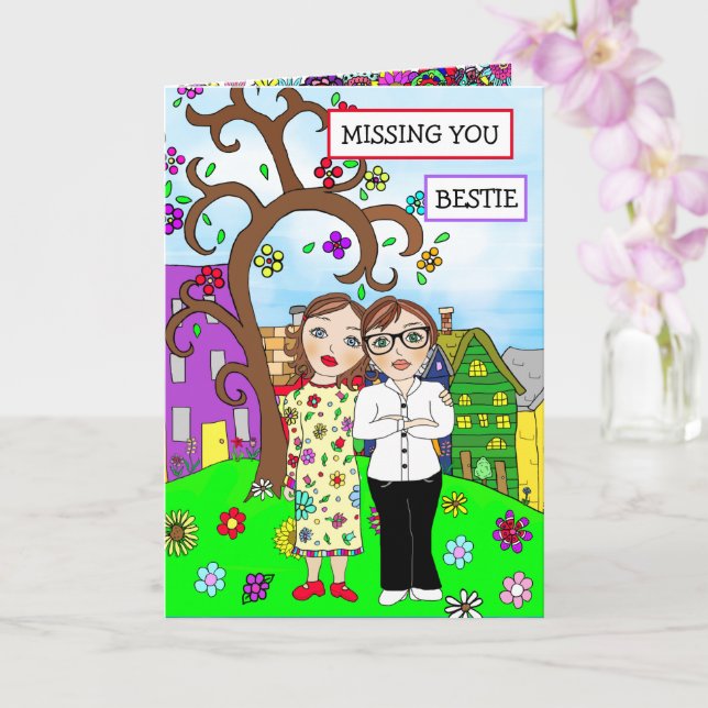 Missing You Bestie Friendship Thinking of You Card (Orchid)