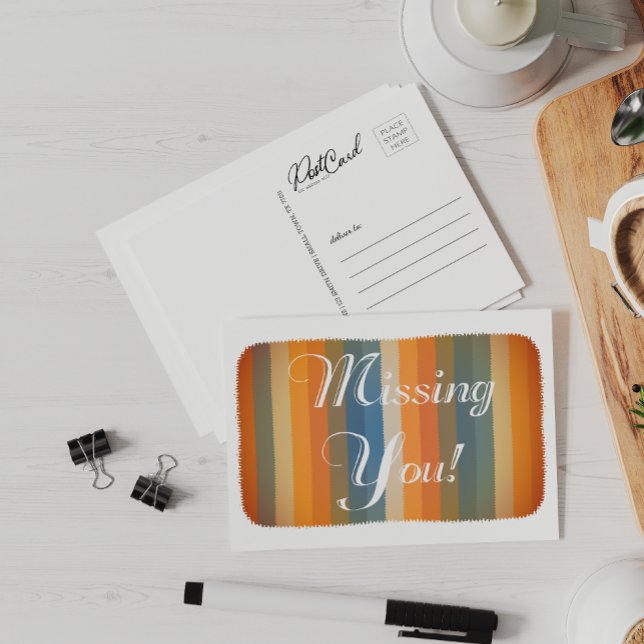 Missing You Blanket Colorful Fun Orange Postcard (Creator Uploaded)