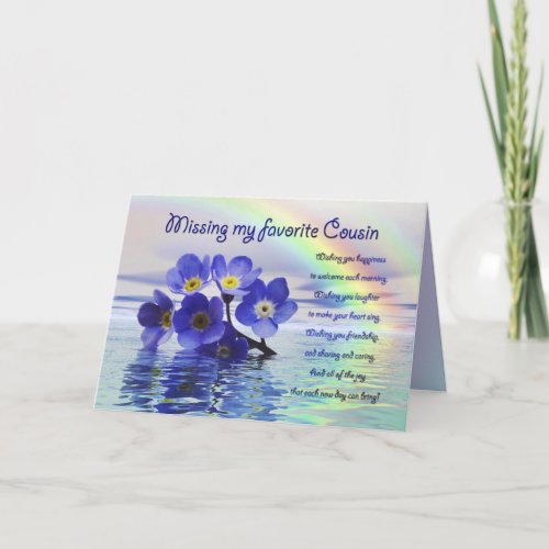 Missing you card for Cousin with forget me nots