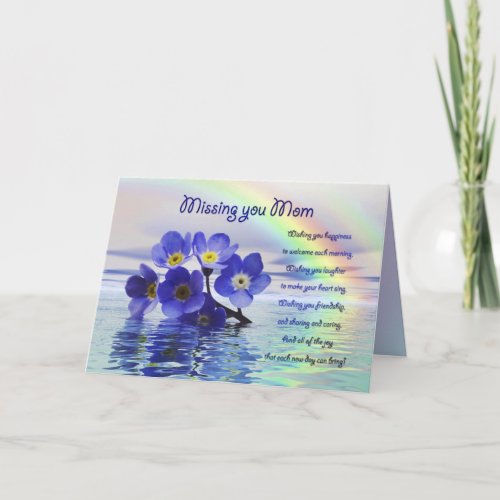 Missing you card for mom with forget me nots