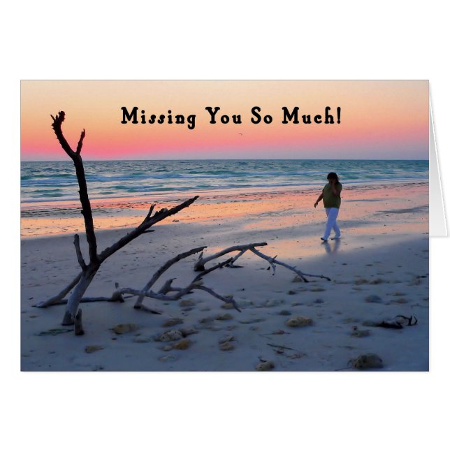 Missing You Card, Sunset Beach Scenic Cards (Front Horizontal)