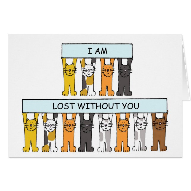 Missing You Cartoon Cats Cards (Front Horizontal)