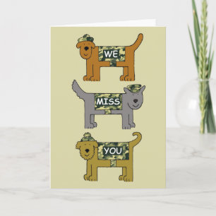 Missing You Cartoon Dogs in Military Camouflage Card