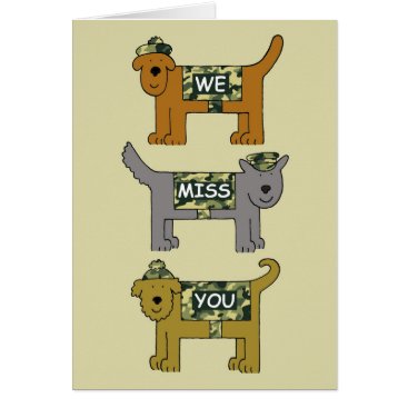 Missing You cute dogs in military camouflage. Card Missing You cute dogs in military camouflage. Card