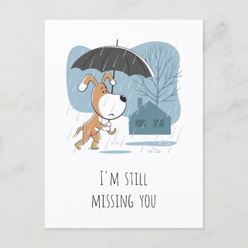 Missing You Cute Funny Dog Puppy Postcard