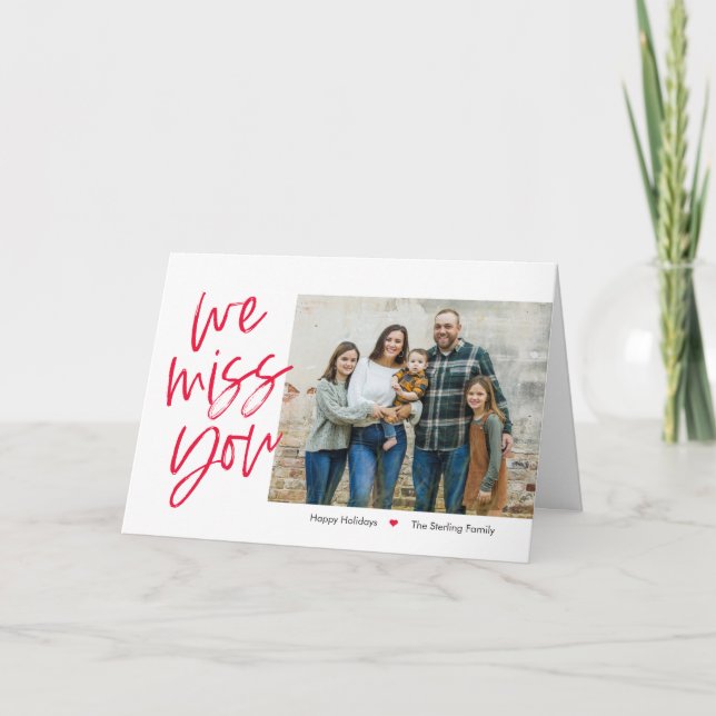 Missing You Editable Color Holiday Photo Card (Front)